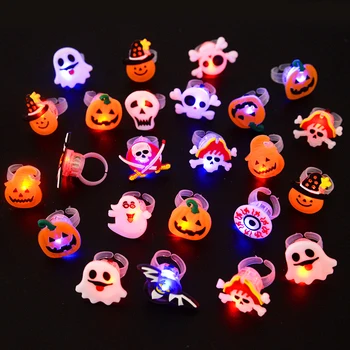 10Pcs Halloween LED Blikajúce Svetlo Krúžky Horor Tekvica Ghost Lebky Svietiť Prst Krúžky Pre Deti na Halloween Party Cosplay Dodávky
