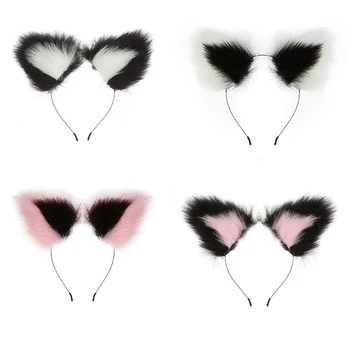 1PC Kawaii Dievčatá Lolita Cosplay Mačka Uši hlavový most Zvierat Dance Party Kostým Vlk Fox Ucho Plyšové Hairband Vlasy Príslušenstvo Rekvizity