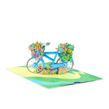 3D pre POP-UP Karty Bicykli Kvet Pozvanie, Blahoželanie Valentína Darček