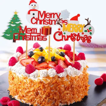 6 Ks Cake Tipov Vianoce Ovocie Dekor Zvonček Vňaťou Cupcake Drevené Papierové Dekorácie
