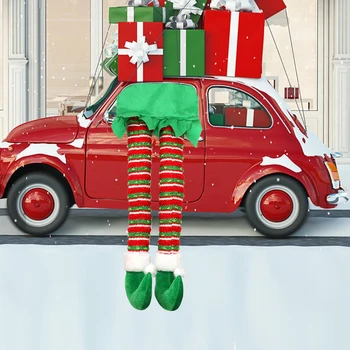 Christmas Elf Nohy Červená Zelená Prúžok Bavlna Christmas Elf Nohy Decor Roztomilý Vianočný Stromček Elf Nohy Dekorácie na Vianoce, Usporiadanie