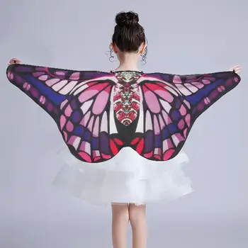 Deti Motýľ Kostým Dievča Víla, Motýľ Krídla Šifón Modré, Ružové A Fialové Halloween Kostým