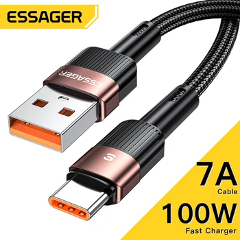 Essager 66W USB Typu C Kábel Pre Huawei P30 Pro Realme 7A Rýchle Nabíjanie Drôt USB-C Nabíjačka, Dátový Kábel Pre Samsung Oneplus Poco F3