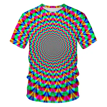 Geometrického útvaru 2023 letné T-shirt grafické t košele y2k t-shirts soft Round neck T-shirt topy 3d tlač Nadrozmerné t-shirt