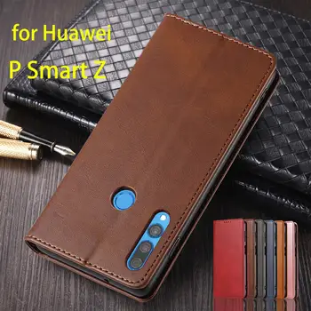 Magnetická Príťažlivosť Kryt Kožené puzdro pre Huawei P Smart Z / Psmart Z Flip Prípade Držiteľa Karty Závesu Peňaženky Prípade Fundas Coque