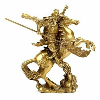 Nádherné Staré Čínske Hrdina Guan Gong Guan Yu Jazda Na Koni * Bronzová Socha