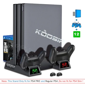 PS4 / PS4 Pro Zvislý Stojan 2 Regulátor Nabíjania Dock Chladiaci Ventilátor Hry Disky Držiak pre Sony Playstation 4 PS 4 pre Konzoly
