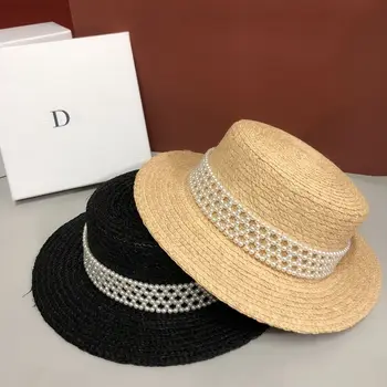 Pearl slamený klobúk tvrdý klobúk Luxusné klobúk pre ženy