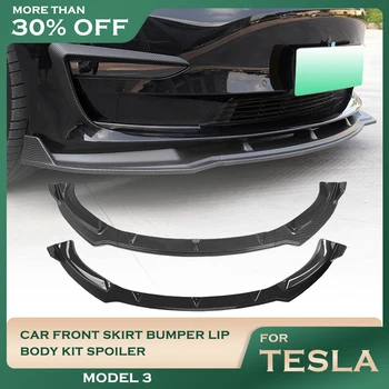 Pre Tesla Model 3 ABS Carbon Black Prednej spodnej Nárazníka Pery Spojler Auto Úpravy Tela Držiak Nárazníka Difúzor Protector