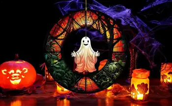 Roztomilý Akryl Halloween Ghost Prívesok Halloween Ghost Dlhotrvajúci Ornament Kolo Dekoratívne Ghost Dekor Pre Vnútorné Vonkajšie Domov