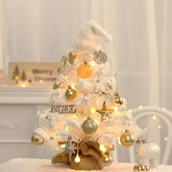 Strana navrhne Svietiacimi Led Vianočný Stromček s Lesklým Vianočné Gule Plochu Dekorácie, Foto Prop pre Slávnostné Malý Strom Dizajn Led