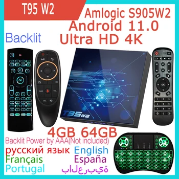 T95W2 Android 11 Smart TV Box Amlogic S905W2 Quad Core 2G 4 GB 16 GB 32 GB, 64 GB 2.4 G 5G Dual Wifi BT4.0 4K HDR HK1RBOX Prehrávač