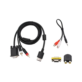 VGA Kábel pre Dreamcast s Vysokým Rozlíšením + 3,5 mm na 2-Male RCA Adaptér