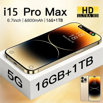 Zbrusu Nový i15 Pro Max Smartphone 6.7 Palcový Full Displej Tvár ID 16GB+1 TB Mobilné Telefóny Globálna Verzia 4G 5G Mobilný Telefón