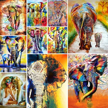 Zviera Slon Sfarbenie Maľovanie Podľa Čísel Kompletná Sada Akrylových Farieb 40*50 Plátno Obrázky Dekoratívne Obrazy Pre Deti