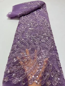 Čistý Čipky Textílie S Perly Francúzskej Módnej Večer Svadobné Ženy Lesk Sequined Sieťoviny Vysokej Kvality, Perlové Afriky Tylu Postupnosť