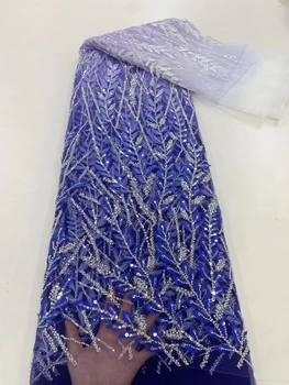 Čistý Čipky Textílie S Perly Francúzskej Módnej Večer Svadobné Ženy Lesk Sequined Sieťoviny Vysokej Kvality, Perlové Afriky Tylu Postupnosť