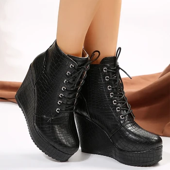 Ženy Kliny Platforma Topánky Chelsea Boots Členok Dizajnér 2023 Zimné Nový Gladiator Topánky Snehu Čipky Punk Čerpadlá Chaussure Femme