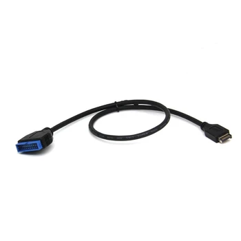 1 KS USB 3.1 Typ-E Mužov IDC20P Muž Kábel Adaptéra 20kolíkový Predlžovací Kábel Na základnej Doske Počítača 30 CM Čierny Plast