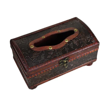 1Pc Domácnosti 21X12X11CM Elegantné Vytvorený Drevené Starožitné Ručné Staré Tkanivo Box Antik Tkaniva Box pre Každodenné použitie