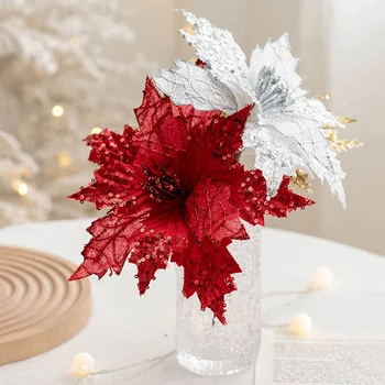 20 cm Umelé Kvety, Vianoce Strom Flitrami Dekorácie Vianočné Ozdoby Strany Domova Simulácia Kvetinové Svadobné Party Darček