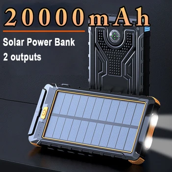 20000mAh Solar Power Bank Nepremokavé Rýchle Nabíjanie Externej Batérie Baterka Telefón Nabíjačka Pre Chytré telefóny, a Údaje Line