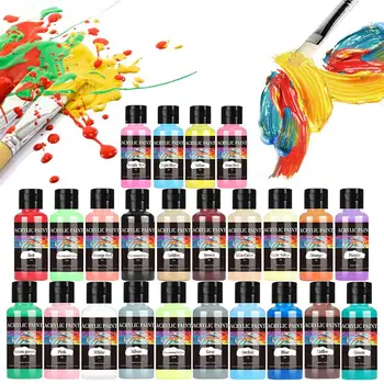 24 Farby Akrylové Farby Fliaš, Akrylová Farba Nastaviť Farby Pre Textílie Odevy Maľovanie Bohaté Na Kožené DIY Pigment
