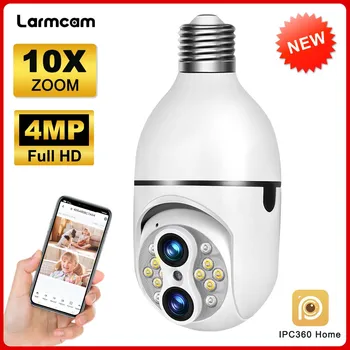2K Binokulárne IP Kamera 4MP E27 Žiarovka Fotoaparát 10X Zoom Dohľadu Bezpečnostné CCTV Ai Sledovania Domov Ochranu Krytý Baby Monitor