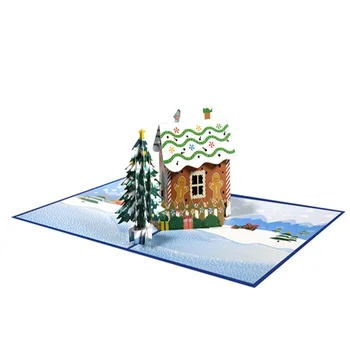 3D Vianočné Pozvánky Gingerbread House Pop-Up Skladacie Správu Karta Creative Pohľadnice, Vianočné Darčeky