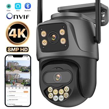 4K 8MP PTZ, WIFI, Fotoaparát, Dual Objektívom, Dvojitá Obrazovka IP Kamera AI Ľudských Zistiť 4MP HD Auto Tracking Bezpečnostné Kamery iCSee Dohľad