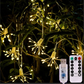 50/100LED Vianočné String Svetlo USB/Batérie Púpava Ohňostroj Lampa pre Záhradný Trávnik Rozprávky na Čítanie Garland Party Dekorácie