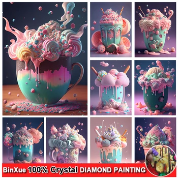 5D DIY Farebné Ice Cream Plné Námestie/Kolo Kryštál Diamantu Maľovanie Auta Dezert Tortu Drahokamu Ručné DIY Mozaikové Umenie Darček