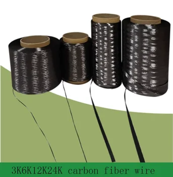 Carbon Fiber Wire, Vysoká Teplota, Odpor, Vodivosť A Pevnosť v ťahu Odolnosť 3K6K12K24K Vodivé Ohrevu Drôtu 60m/500m
