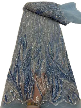 Európske a Americké ťažké klasické dvoch farebných korálikov sequin vyšívané čipky, súkromné vlastné korálkové večerné šaty textílie