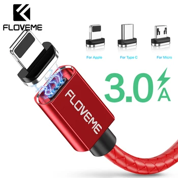 FLOVEME Magnetické USB Kábel na iPhone Typ-C Micro USB 3A Rýchle Nabíjanie Kábel pre iPhone Xiao Samsung Telefón, Nabíjačka, Dátový Riadok