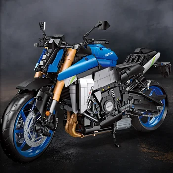 High-Tech Suzuki GSX-S1000 Motocykel Závodná Montáž Stavebné Bloky MOC Model DIY Tehly Hračky