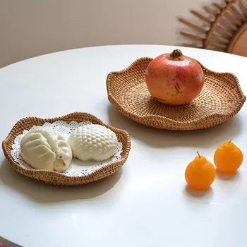 Kórea Japonský Riad Jeseň Ratan Tkané Skladovanie Ovocia Tabuľka Tortu Skladovanie Streľba Rekvizity Snack Doska
