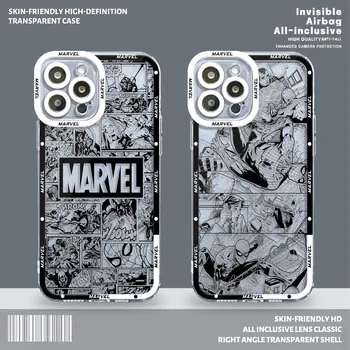 Marvel Comics SpiderMan Hulk Jasné puzdro pre iPhone 14 Pro Max 8 6 7 Plus 11 12Pro SE 2020 XR XS 13mini X XSMax Priehľadný Kryt