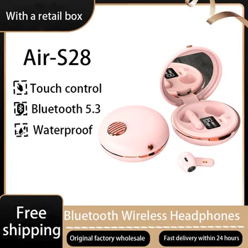 NOVÝ Vzduch-S28 TWS Bluetooth Slúchadlá S Mikrofónom Bezdrôtové Slúchadlá S make-up Zrkadlom HD Stereo Vodotesné Slúchadlá Slúchadlá