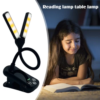 Nabíjanie Svetlo Tri-Tlačidlo Dotknite sa Klip Knihy Svietidlo Nabíjateľné Upraviť Jas 14 LED pre Cestovanie Spálňa Čítanie