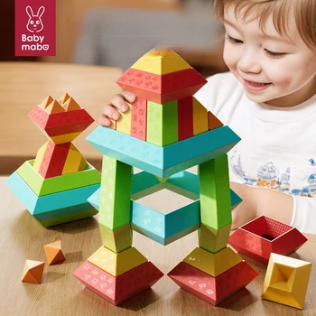 Nové Kreatívne Deti Pyramídy Stavebné Bloky Mozgu Stimuluje 3D Puzzle Geometrie Hračky Predškolského Vzdelávania bchildren Zhromaždenie Hračky