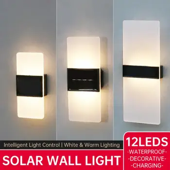 Solárne Nástenné Osvetlenie 5W Nepremokavé Vonkajšie Bezpečnostné LED Osvetlenie Čisto Bielej a Teplej Bielej Farby, svetlo S 3 Rokov Záruky