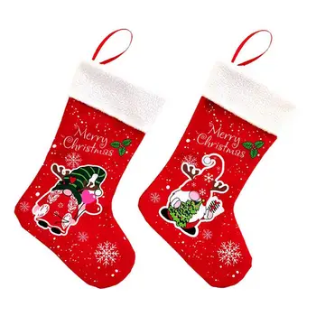 Trpaslíci Santa Vianočné Pančuchy Vianočné Cukrovinky Darček Ponožky Santa Claus Ponožka Darček Deti Candy Bag krb visí pančuchy