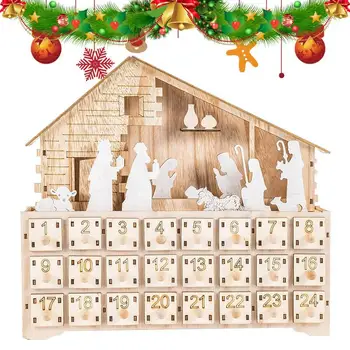 Vianočné Drevené Adventných Kalendárov Vianočné Dreveným Betlehemom Kalendár Dekorácie Dreveným Betlehemom Adventný Kalendár