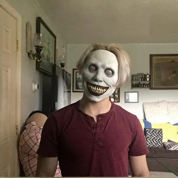 Úsmev Maska Biela Tvár, Oči Demon Maska Lebky Halloween Horror Cosplay Exorcista Maska