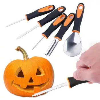Šetrí priestor-Tekvica Nástroj Halloween Pumpkin Carving Kit 5-dielna Sada s Pohodlné Rukoväť Závesné Otvor Dizajn Rezanie